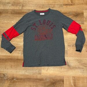 VTG St. Louis Cardinals Spell Out Colorblock Long Sleeve Shirt Grey Red MLB - Lg
